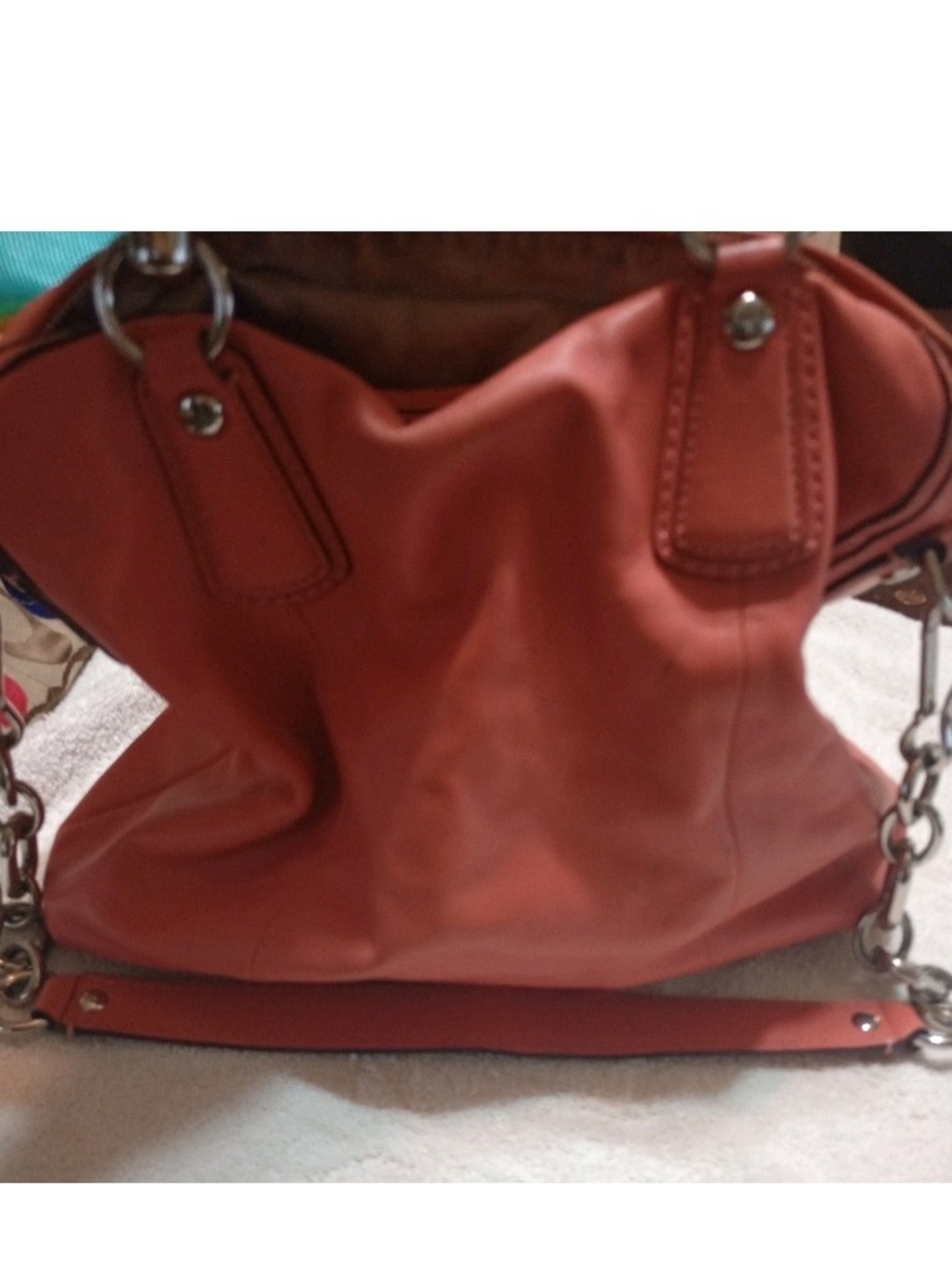 Coach Pebbled Leather Satchel in Coral Pink - Picture 5 of 9